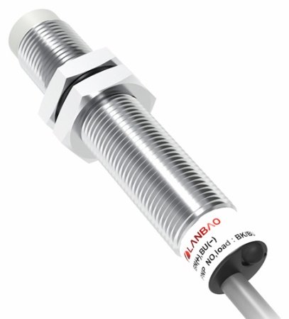 LANBAO LR12XCN10DNOY Индуктивный датчик 10 мм, цилиндрический, незаподлицо, 10…30 DC, NPN, NO, никел