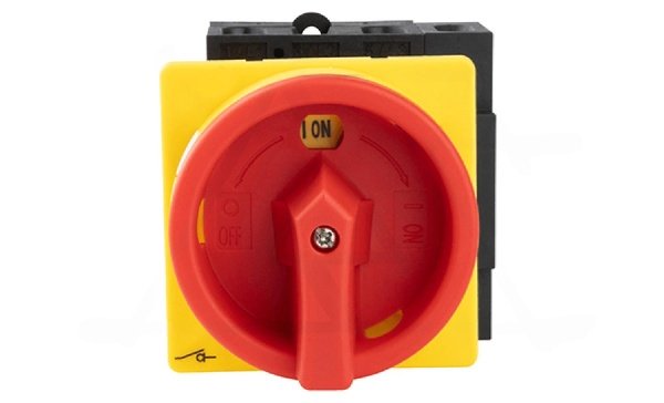 Выключатель нагрузки UKP3-463Z, 3Р+N, 63А(AC21), 440VAC, 22kW(AC23A), красная блокируемая рукоятка, монтаж на din-рейку/панель, IP20 (контакты), IP65