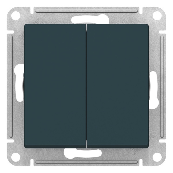 ATLASDESIGN 2-клавишный ВЫКЛЮЧАТЕЛЬ КНОПОЧНЫЙ, сх.5, 10А, механизм, ИЗУМРУД