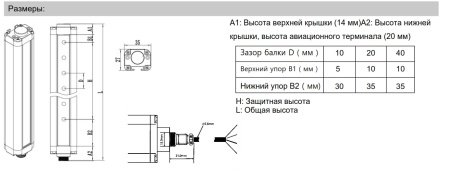 LANBAO SFG40032-TM05DNC Завеса безопасности SFG sereis , Расстояние между лучами (мм) 40 , Количество лучей 32 , Приемник NPN NC , 27*35mm