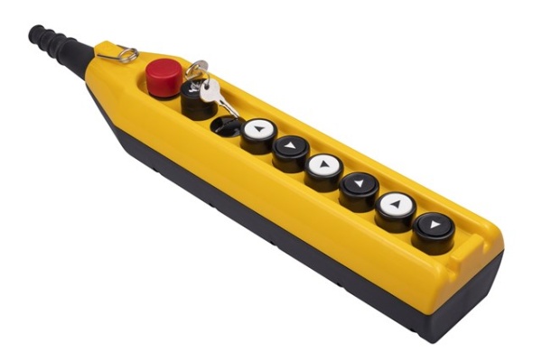 Пульт управления 9 кнопок (первая кнопка ключ-марка CP200AC20, 1НЗ, вторая кнопка "аварийный стоп" CP200E30, 1НЗ), односкоростной, cерия PV (250В AC, 4А), IP65 PV9E30B222AC20