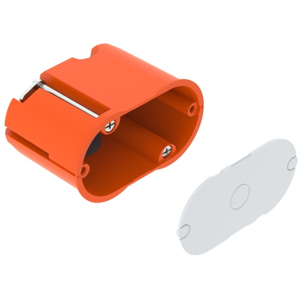 Подрозетник HG 45-WAD-LD для светильников, с крышкой, 650°С, h=45мм, для полых стен, c винтами, с мембр. вводами, оранжевый, полипропилен