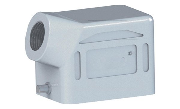 Корпус разъема, размер H6B, кабельный, угловой ввод M20, металл, IP65, RAL 7037