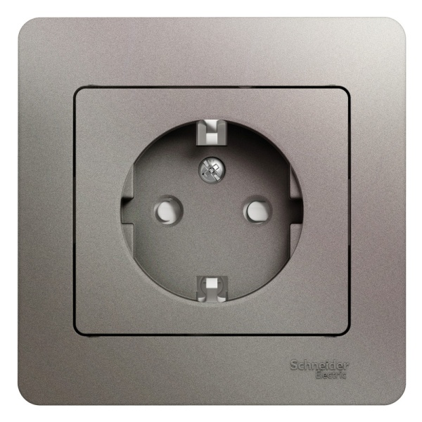 GLOSSA РОЗЕТКА с заземлением со шторками, 16А, в сборе, ПЛАТИНА