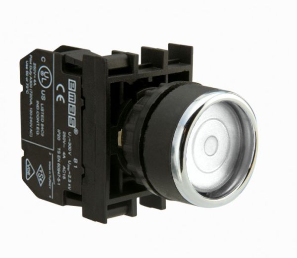 Кнопка с фиксацией белая B100FB (1НО)