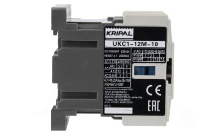 Мини-контактор UKC1-12M-10-230AC, 3P, 12A(AC-3), 20A(AC-1), 5.5kW(400VAC), Uк=230VAC, 1NO