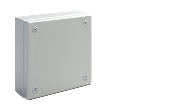 Коробка распределительная EGRAN 200x200x80 (ВxШxГ) с крышкой на 4-ех невыпадающих 1/4 винтах, сталь 1,2мм, RAL7035, IP66