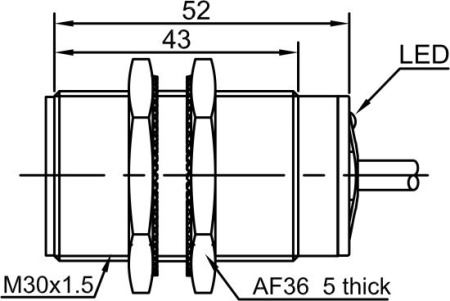 LANBAO LR30XBF10DNO индуктивный датчик M30х53мм NPN NO Sn=10мм кабель 2м