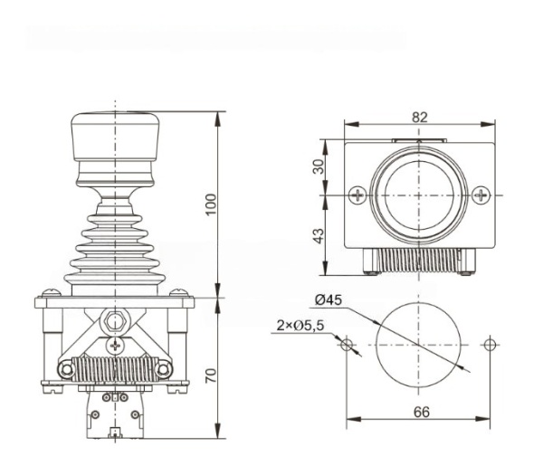 Промышленный джойстик QT-11 LSSINE (QT11) подойдёт для встраивания в переносные пульты управления или для стационарной установки в панели оператора