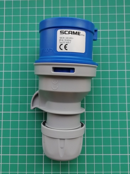 Промышленный разъем, вилка кабельная, 16A 6P+E 9h 200-250V 60Hz 50Hz винтовые клеммы IP44