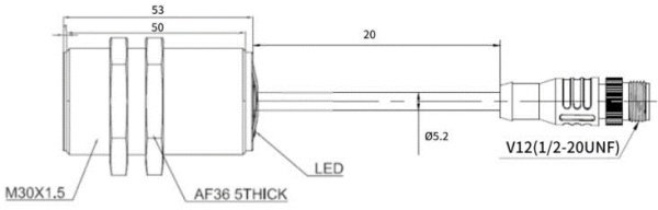 LANBAO LR30XBF15DPOYP-F2 Индуктивный датчик 15 мм, цилиндрический, заподлицо, 10…30 DC, PNP, NO, ник