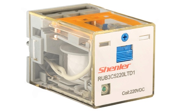 Реле RUB3C5220LTD1, 3CO, 10A(250VAC/24VDC), 220VDC,  мех. инд., тест-кнопка с блокировкой, диод +A1/-A2, LED