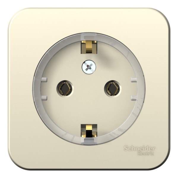 BLANCA О/У РОЗЕТКА с заземлением без шторок, (КОМПАКТ) ИЗОЛ.ПЛ., 16А, 250В, МОЛОЧНЫЙ