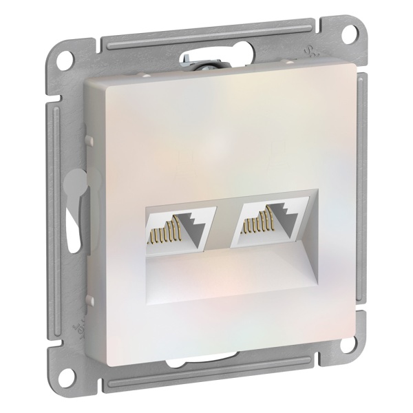 ATLASDESIGN РОЗЕТКА двойная компьютерная RJ45+RJ45 кат. 5e, механизм, ЖЕМЧУГ