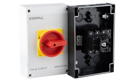 Выключатель нагрузки UKP5-4100, 3Р+N, 100А/AC21, 37kW/AC23A, 440VAC, красная блок. рукоятка, в корпусе IP65