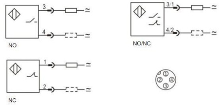 LANBAO LE40SZSN40SBOY-E2 датчик индуктивный, Sn 40мм, 20-250 В AC/DC, 2-проаодный NO, разъем
