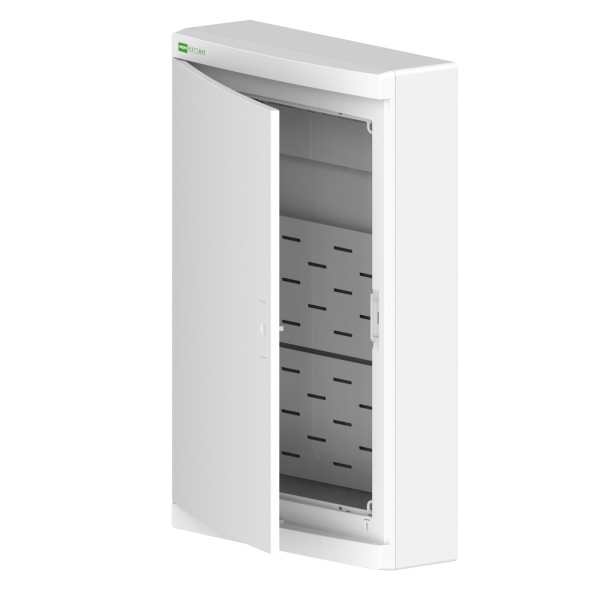 Щит навесной ELEGANT мультимед, патч-панель, 1xSCHUKO, 2xМП, белая пласт. дверь, белый RAL9003, 310x475x104 mm, IP40
