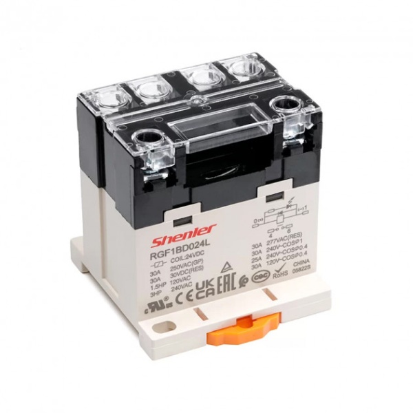 Реле RGF2BU024LS, 2NO, 40A(250VAC/30VDC), 24VDC, LED, монтаж на панель, винтовое подключение
