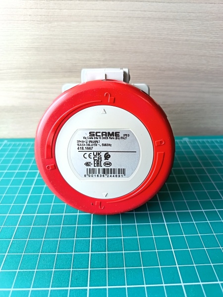 Разъем пром. силовой CEE встраиваемый наклонный, гнездо, 16A, 3P+N+E 6h, 346_415VAC 50/60Hz, уст. 70x87mm, IP66/IP67/IP69, серия OPTIMA