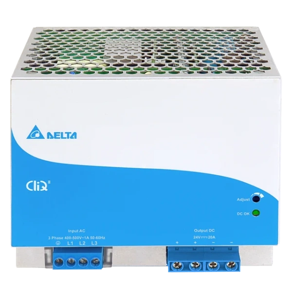 Блок питания импульсный CliQ II, 480W, 20А, 3(2)х320_600VAC (450_800VDC) / 24VDC, DIN35, винт.клеммы, ал.корпус