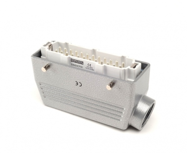 Кожух со штепселем металлический, 24 полюса, 16A, боковой ввод (PG 21), IP65 EBM24FU10