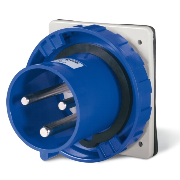 Разъем пром. силовой CEE встраиваемый, штекер, 125A, 2P+E 6h, 200_250VAC 50/60Hz, уст. 114x114mm, IP66/IP67, серия OPTIMA