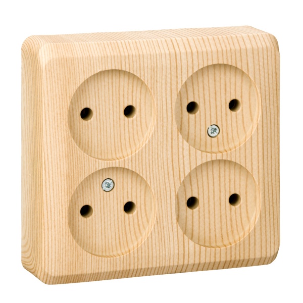 ЭТЮД О/У РОЗЕТКА 4-местная без заземления без шторок, 16А, 250В, СОСНА