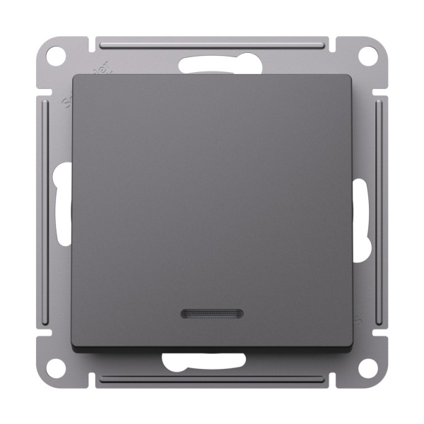 ATLASDESIGN 1-клавишный ПЕРЕКЛЮЧАТЕЛЬ с подсветкой, сх.6а, 10АХ, механизм, БАЗАЛЬТ