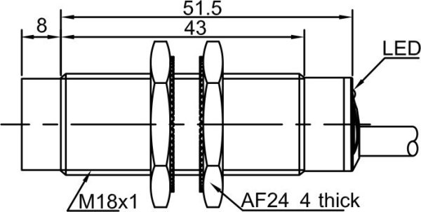 LANBAO LR18XBN12DNRY Индуктивный датчик М18 NPN NO+NC Sn=12мм кабель 2м