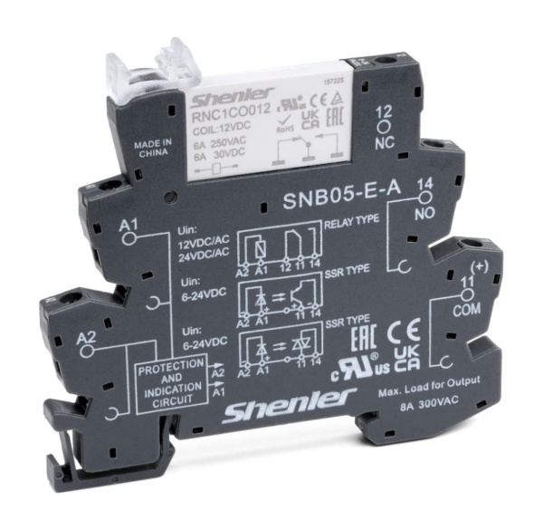 Реле интерфейсное RNC1CO024 с колодкой SNB05-E-A, винтовой зажим, 1CO, 6A(250VAC), 24VAC/DC, LED, W=6.2mm