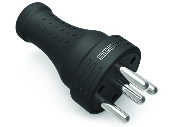 Вилка в резиновом корпусе, 3 x 25A EKS325F