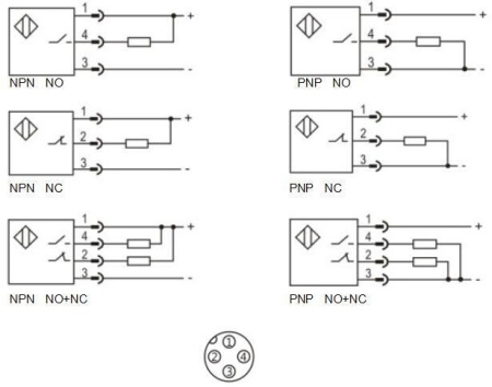 LANBAO LR30XBF15DNRY-E2 Индуктивный датчик 15 мм, цилиндрический, незаподлицо, 10…30 DC, NPN, NO+NC,