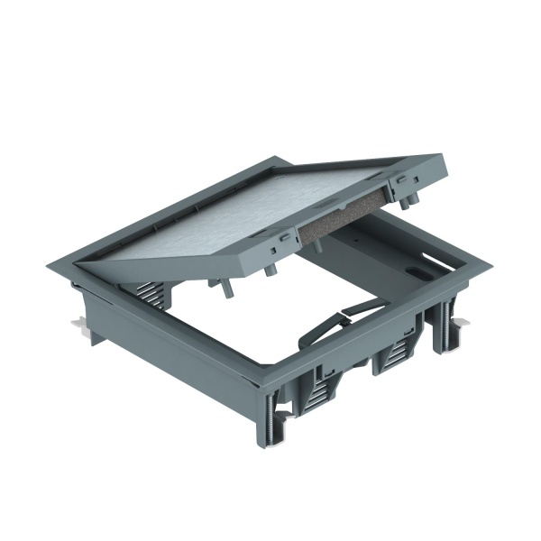 Лючок GES4-2U10T 7011, универсальный, 12М, под покрытие до 10мм, серый RAL 7011, полиамид