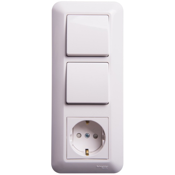 ПРИМА С/У КРЫШКА БЛОКА: РОЗЕТКА с з/к + ВЫКЛ.1-кл. + ВЫКЛ 1-кл, БЕЛЫЙ,опт.уп.Рос