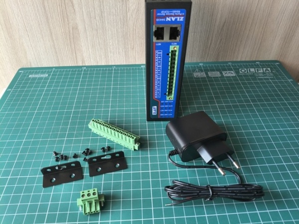 Преобразователь интерфейсов ZLAN5443D, RS-485 в Ethernet, 4xRS-485, 2xEthernet, Modbus Gateway, 24VDC, DIN35