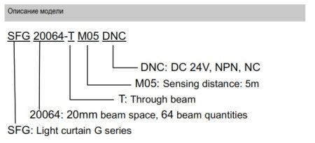 LANBAO SFG40032-TM05DNC Завеса безопасности SFG sereis , Расстояние между лучами (мм) 40 , Количество лучей 32 , Приемник NPN NC , 27*35mm