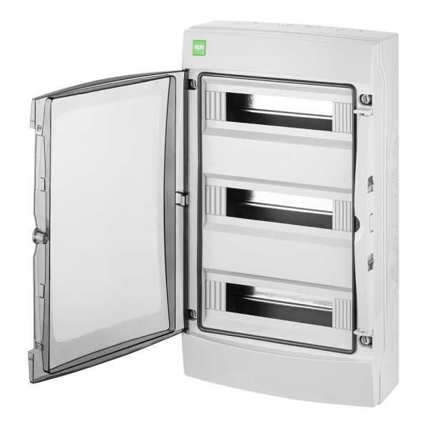 Щит навесной GALANT 3x12M, N 2x 8x16+6x10mm2, PE 4x 2x16+12x10mm2, дымчатая пласт. дверь, светло-серый RAL7035, 563x323x160mm, IP65