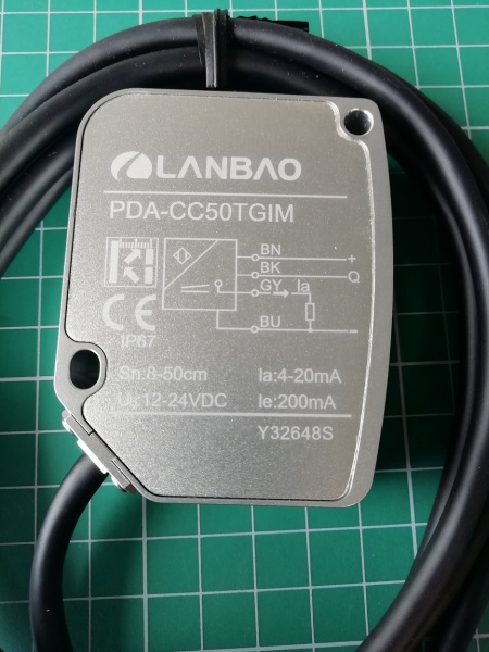 LANBAO PDA-CC50TGIM лазерный датчик расстояния 4-20мА, 80-500мм, кабель 2м