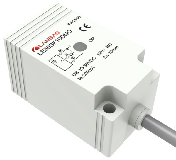 LANBAO LE30SN15DNR Индуктивный датчик 30x30x53 мм, NPN, NO/NC,Sn=15мм кабель 2 м