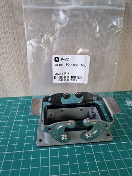 Корпус разъема, размер H10B, приборный, с фиксатором, металл, IP65, RAL 7037