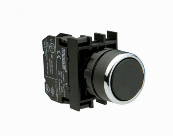 Кнопка нажимная круглая черная B102DН