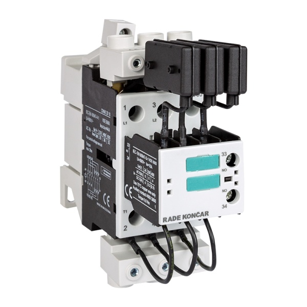 Контактор CNNK 30 10N 230V 50/60Hz, 3P, 44A, 30kVAr(400VAC по AC6-b), 230VAC, 1NO, в комплекте с клеммами расширительными