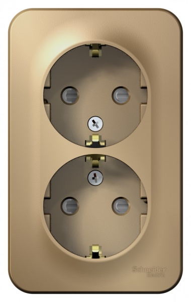 BLANCA О/У РОЗЕТКА двойная с заземлением со шторками, ИЗОЛ.ПЛ., 16А, 250В, ТИТАН