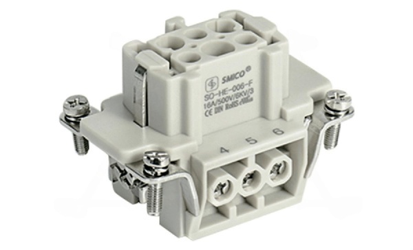 Вставка контактная, размер H6B, тип гнездо, 6P+PE, 16A, 500V, винтовой зажим