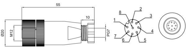 LANBAO QE12-N8F прямой разъем M12 8pin