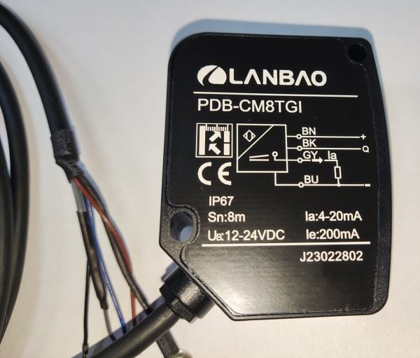 LANBAO PDB-CM8TGI оптический датчик расстояния 4...20mA+ PNP/NPN NO/NC Sn=8м кабель 2м