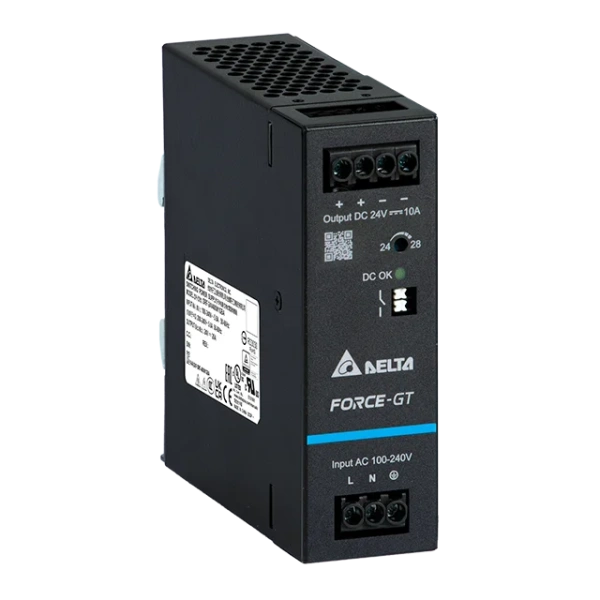 Блок питания импульсный Force-GT, 240W, 20А, 90_264VAC / 12VDC, DIN35, реле DC OK, винт.клеммы, ал.корпус