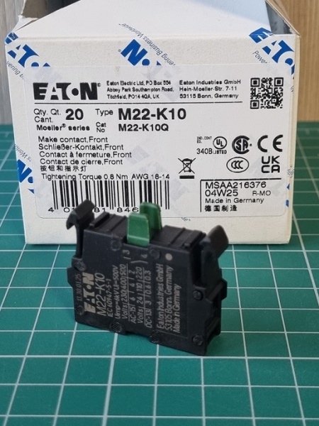 Блок-контакт 1NO, 4А, Titan M22-K10