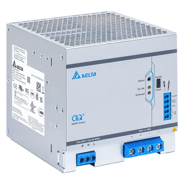 Блок питания импульсный CliQ M, 960W, 40А, 85_264VAC / 24VDC, DIN35, реле DC OK, винт.клеммы, ал.корпус