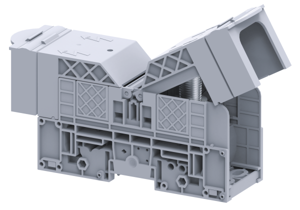Клемма болтовая PTB300SH /55x218,6mm, 2 присоед., M16, 300mm2, 520A, 1000V, с защитными крышками, серая